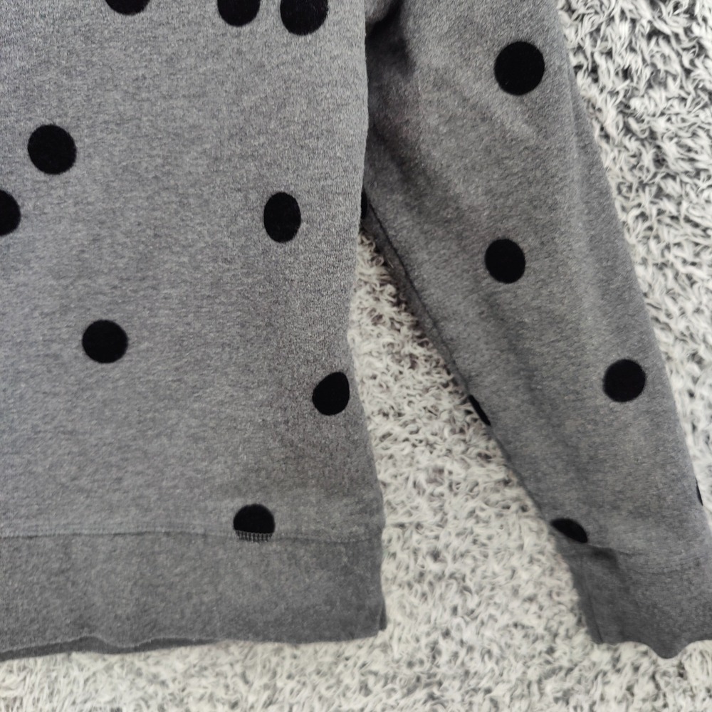 Boden Womens Preppy Whimsical Sweatshirt S Gray Black Flocked Polka Dot Pullover - Picture 12 of 16